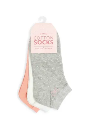 3 pack Assorted Socks | GREY SPOT/WHITE/PINK | 0412ZZ