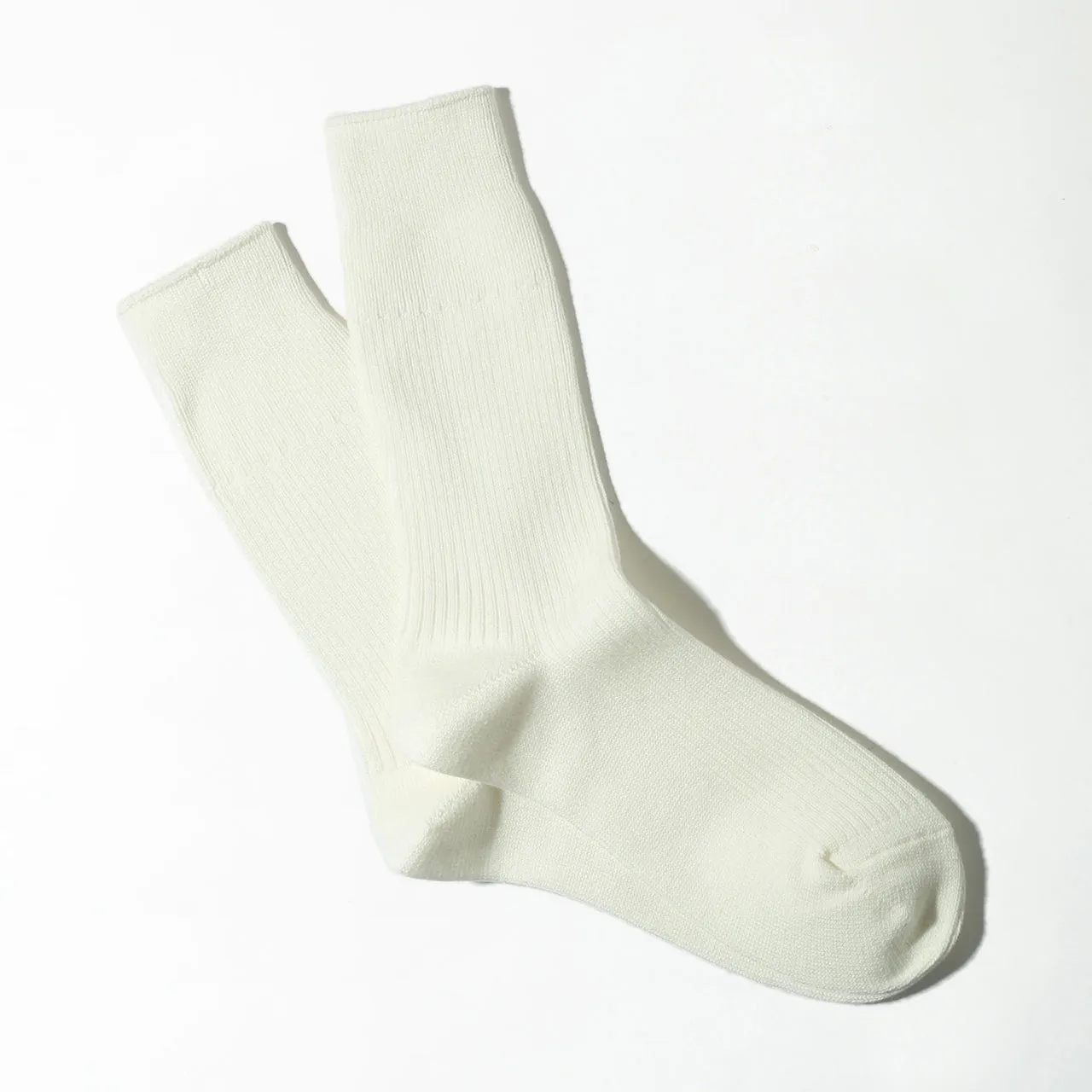 Anonymous Ism Brilliant Off White Cotton Blend Crew Socks