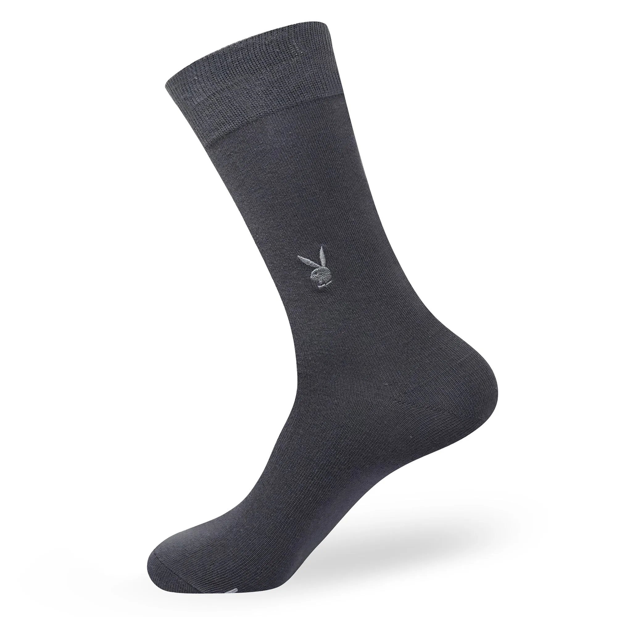 BALENZIA Men's Playboy Solid Crew Socks with Motif  |  3-Pack | Free Size