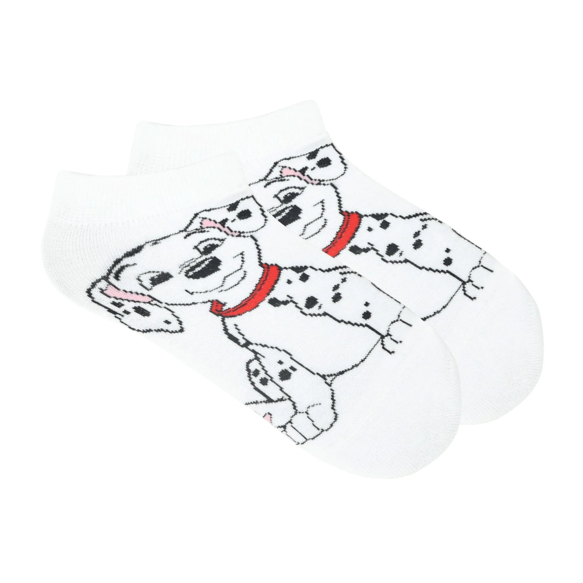 Balenzia x Disney Character Cushioned Ankle socks for women-101 Dalmations (Pack of 1 Pair/1U)-White