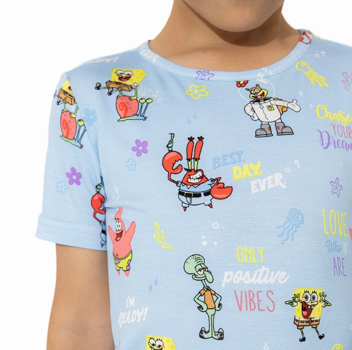 Bellabu Bear 2 piece Short Sleeve w/ Shorts PJ Set - SpongeBob Good Vibes