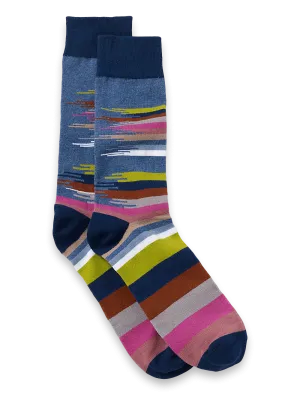 Brush Strokes Cotton Blend Sock - Blue Multi