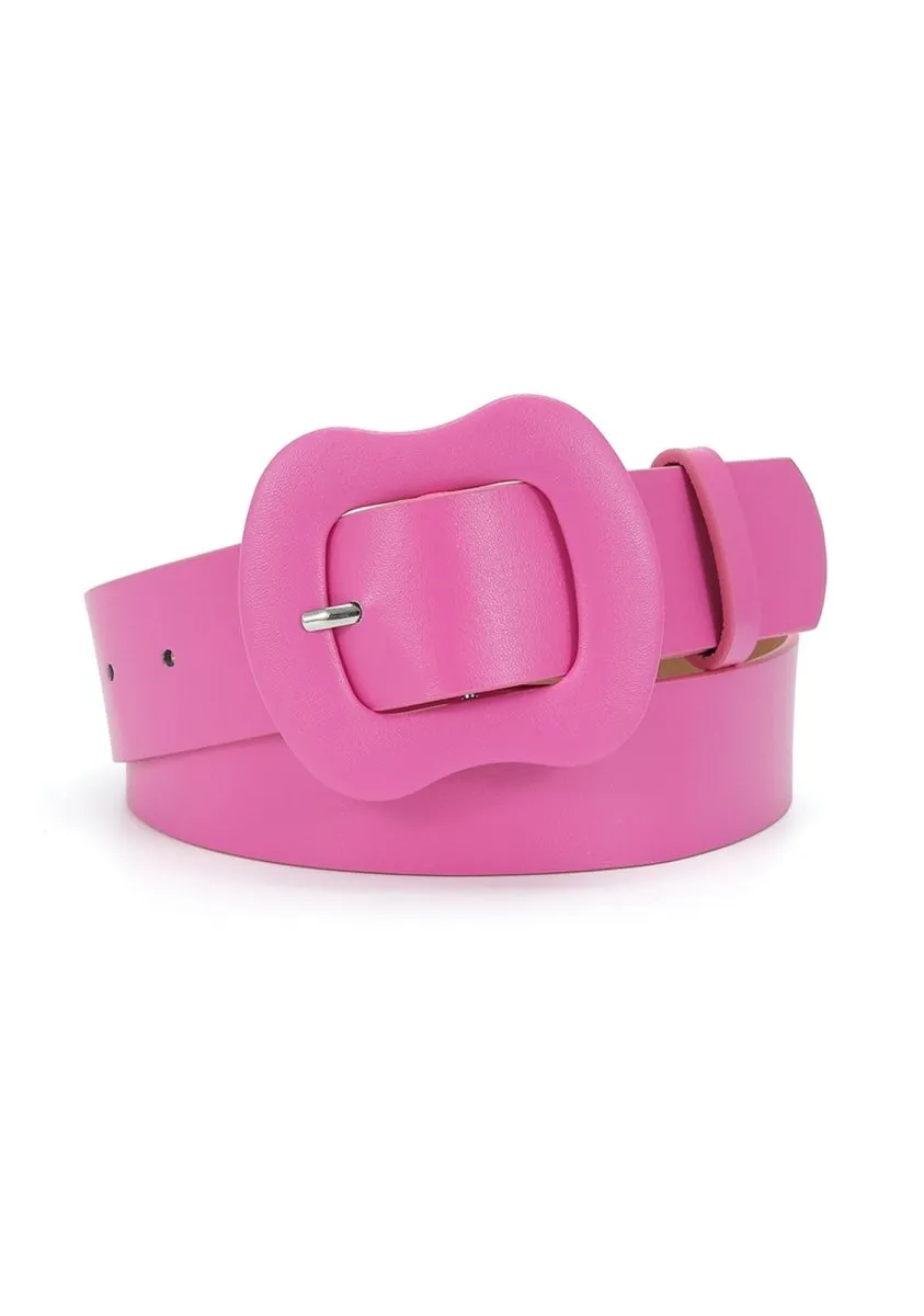 Candy Color Wide Buckle Belt