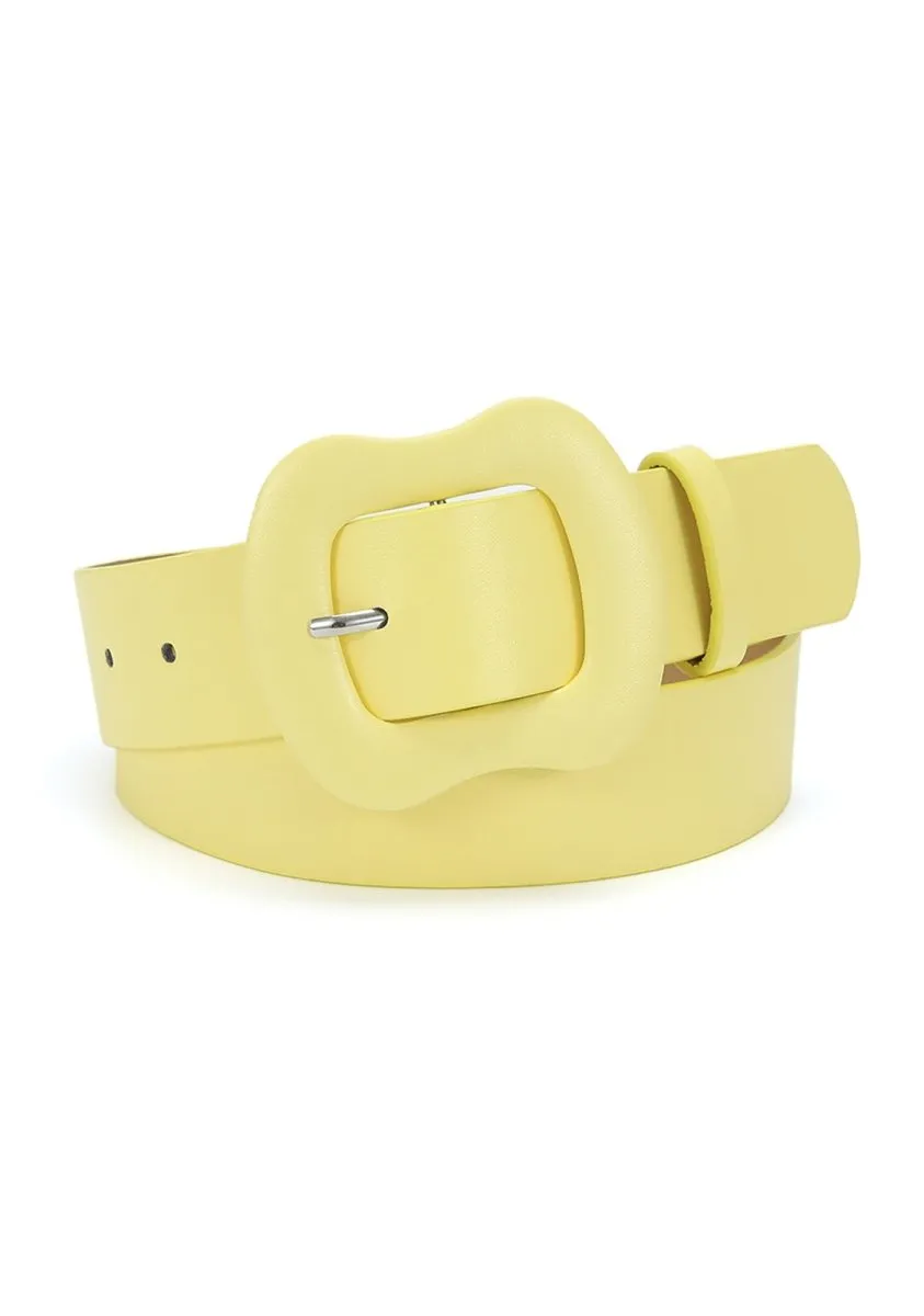 Candy Color Wide Buckle Belt