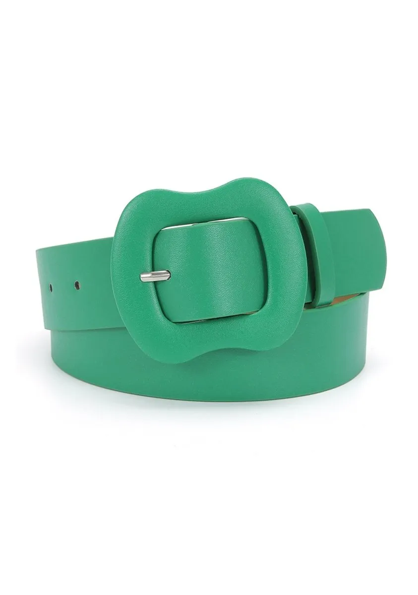 Candy Color Wide Buckle Belt