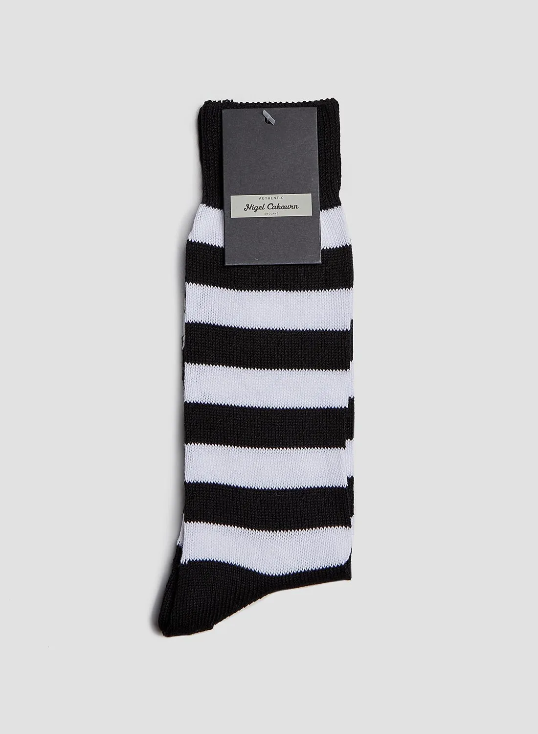 Cotton Stripe Socks in Navy/White