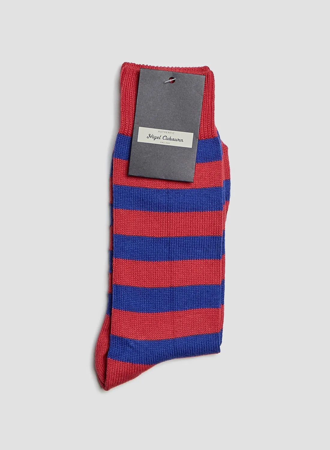 Cotton Stripe Socks in Red/Blue