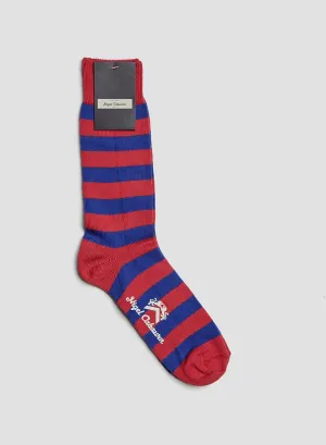 Cotton Stripe Socks in Red/Blue