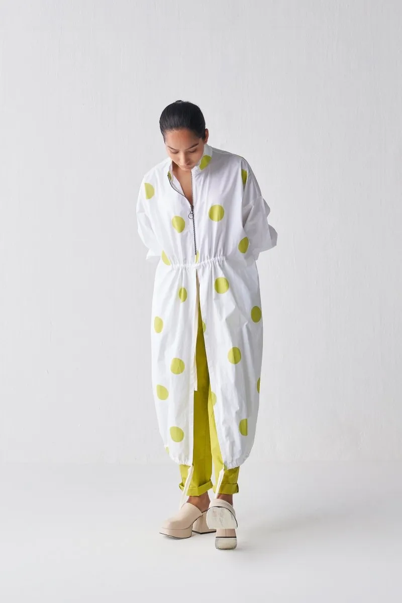 Drawstring Tunic - Lime Polka