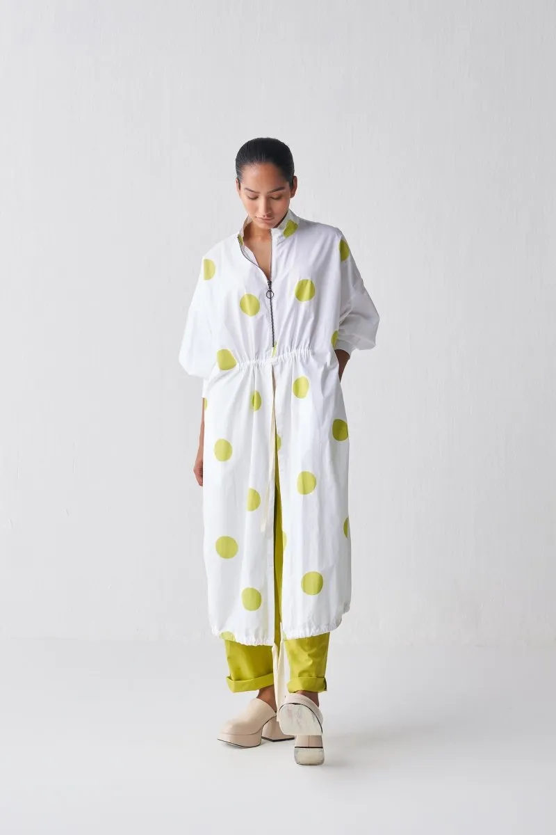 Drawstring Tunic - Lime Polka