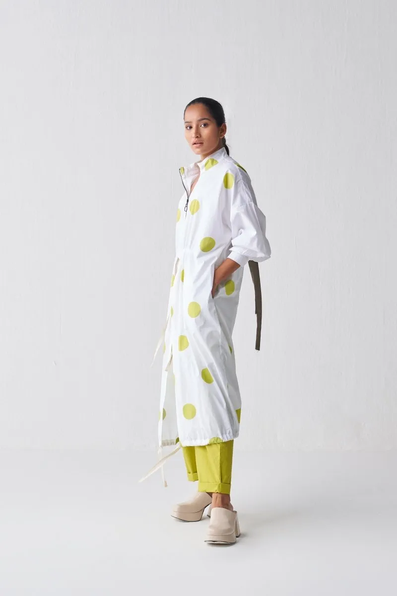 Drawstring Tunic - Lime Polka