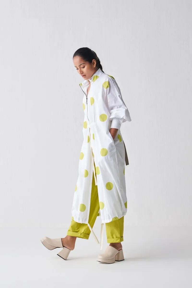 Drawstring Tunic - Lime Polka