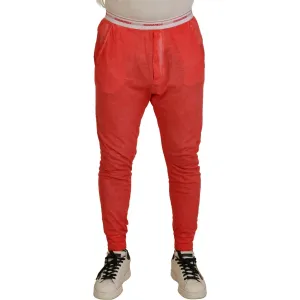 Dsquared² Orange Cotton Elastic Waist Logo Men Pants