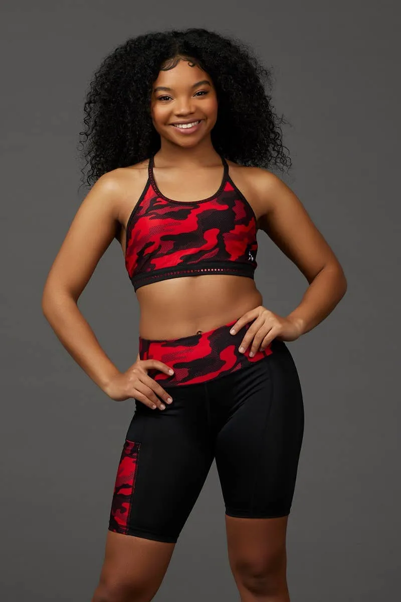 Elena Sports Bra in Red Camo