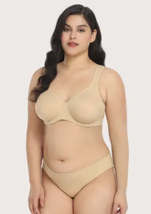 Joan Ultimate Soft Beige T-shirt Unlined Minimizer Bra Set