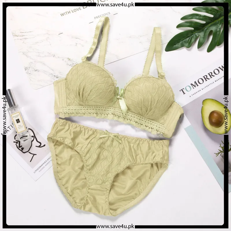 Lace Design Wired Push Up Padded Bra Set