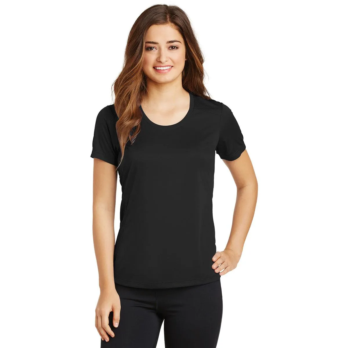 Ladies Elevate Scoop Neck Moisture Wicking Tee With Protective Underarm Shields Style #LST380