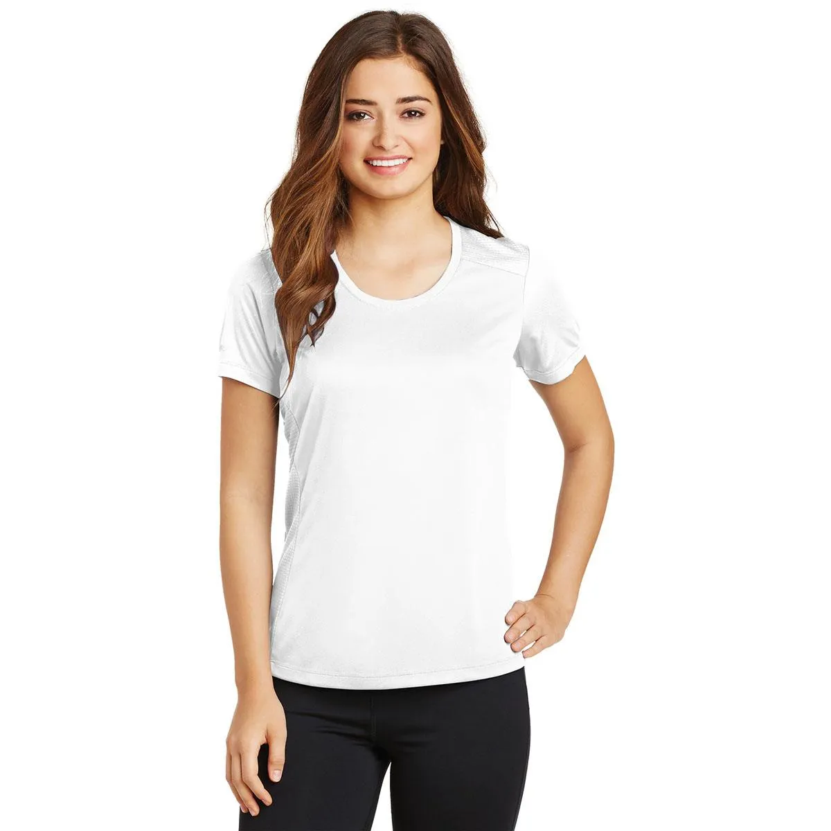 Ladies Elevate Scoop Neck Moisture Wicking Tee With Protective Underarm Shields Style #LST380