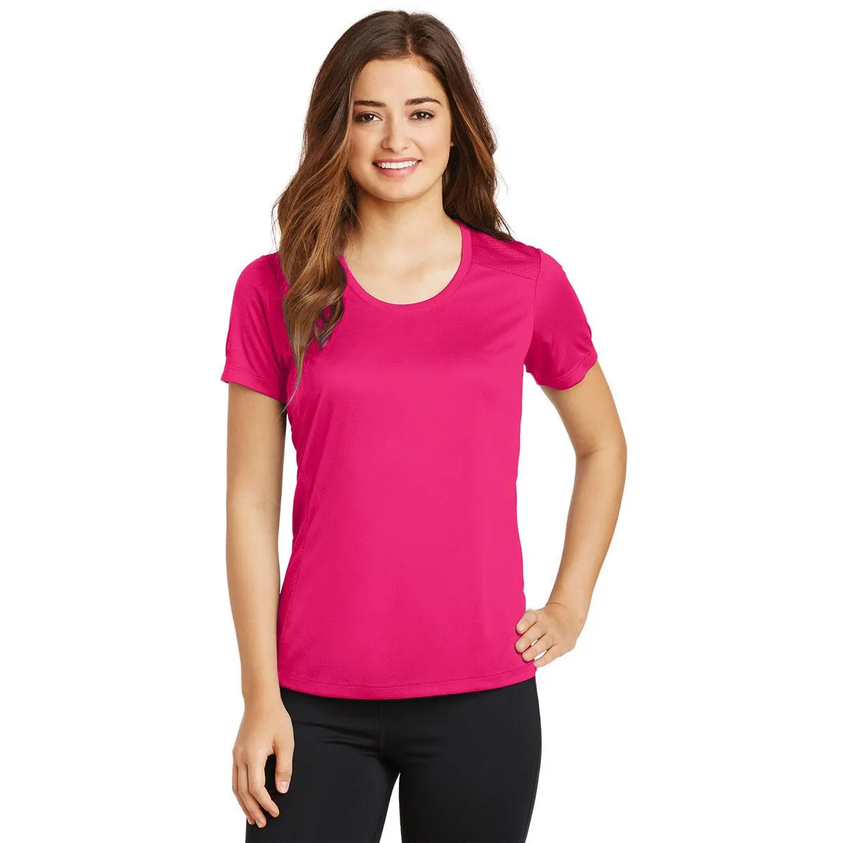 Ladies Elevate Scoop Neck Moisture Wicking Tee With Protective Underarm Shields Style #LST380