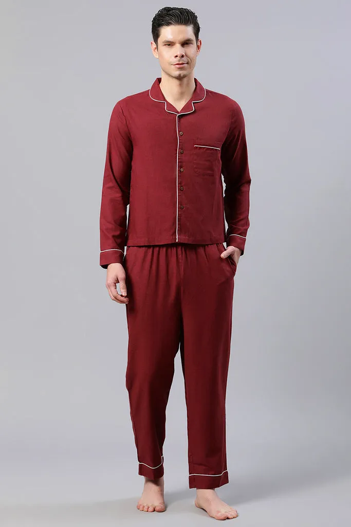 Maroon With Cord Detail Loungewear Set