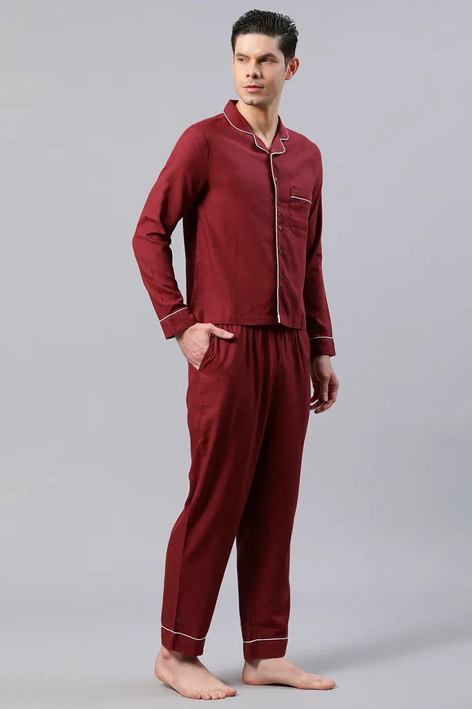 Maroon With Cord Detail Loungewear Set