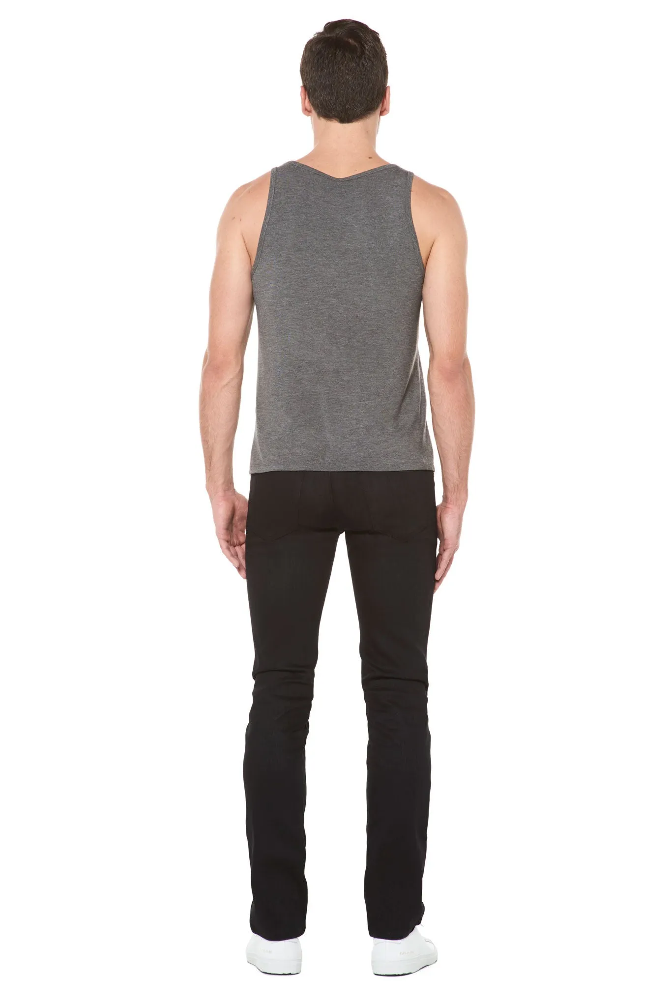 MEN'S MODAL SCOOP NECK TANK TOP - HEATHER GREY