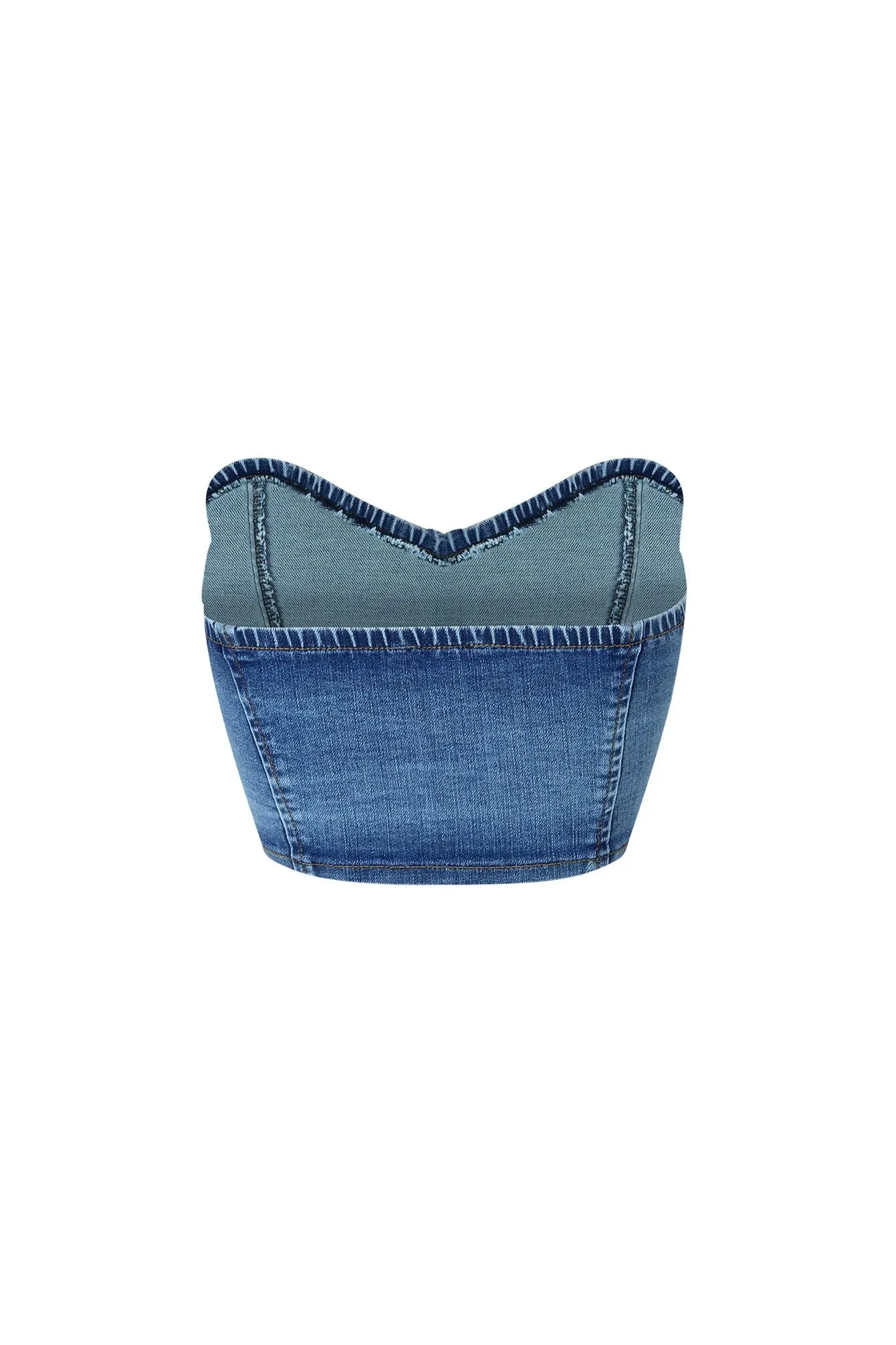 Modest Corset Strapless Denim Top