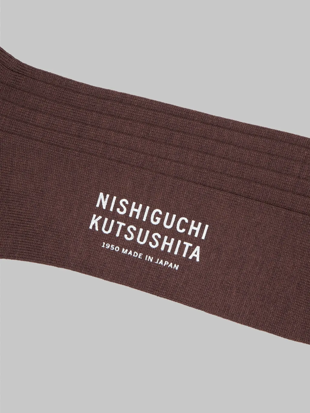 Nishiguchi Kutsushita Silk Cotton Ribbed Socks Brown