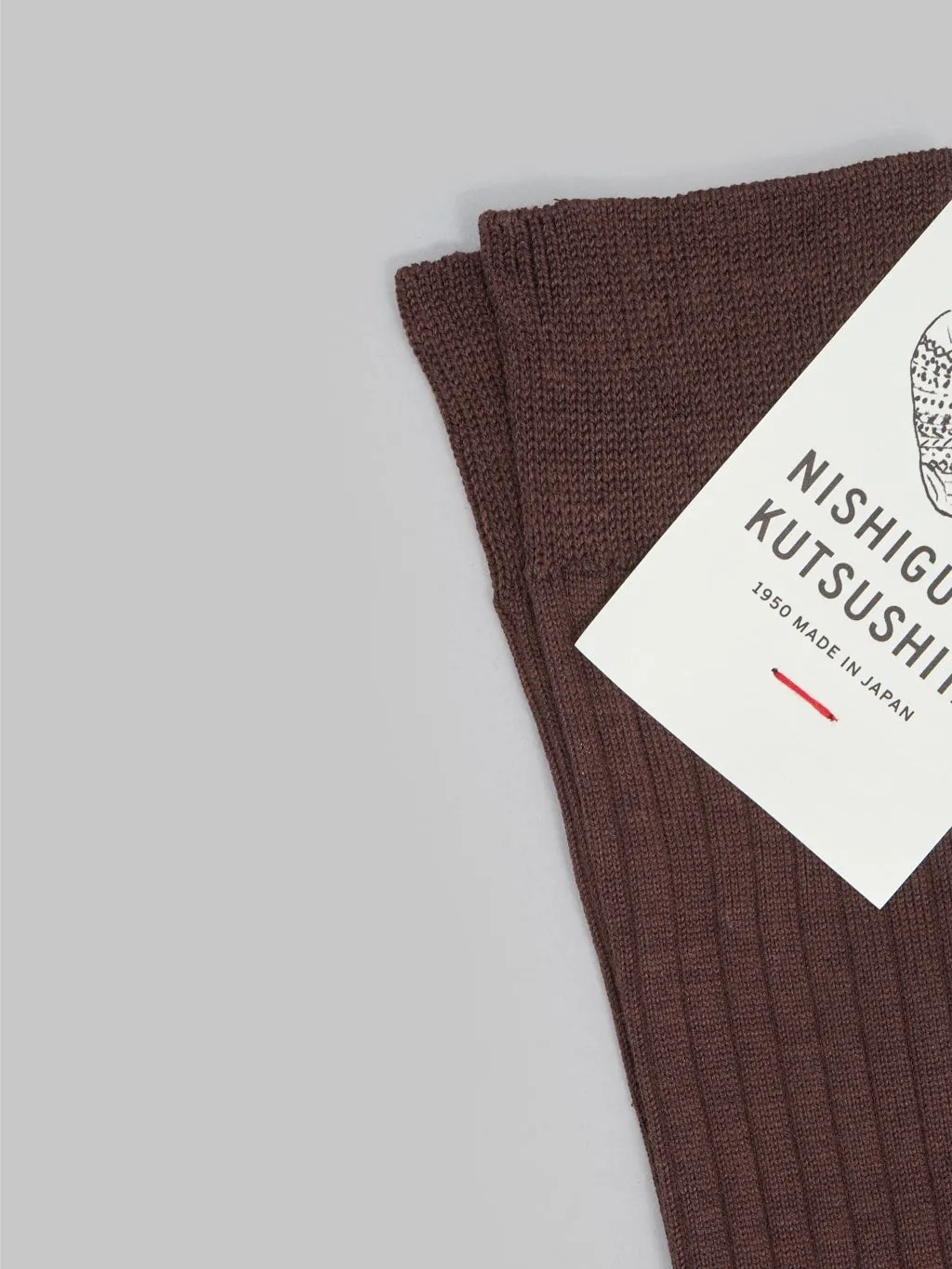 Nishiguchi Kutsushita Silk Cotton Ribbed Socks Brown