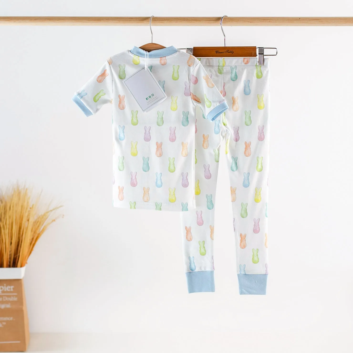 Nola Tawk Short Sleeve Organic Cotton PJ Set - Hoppy Easter