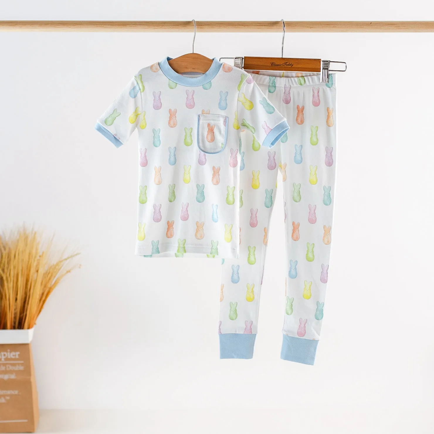 Nola Tawk Short Sleeve Organic Cotton PJ Set - Hoppy Easter