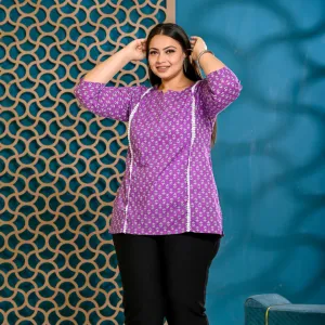 Plus Size Cotton Women's Top Purple