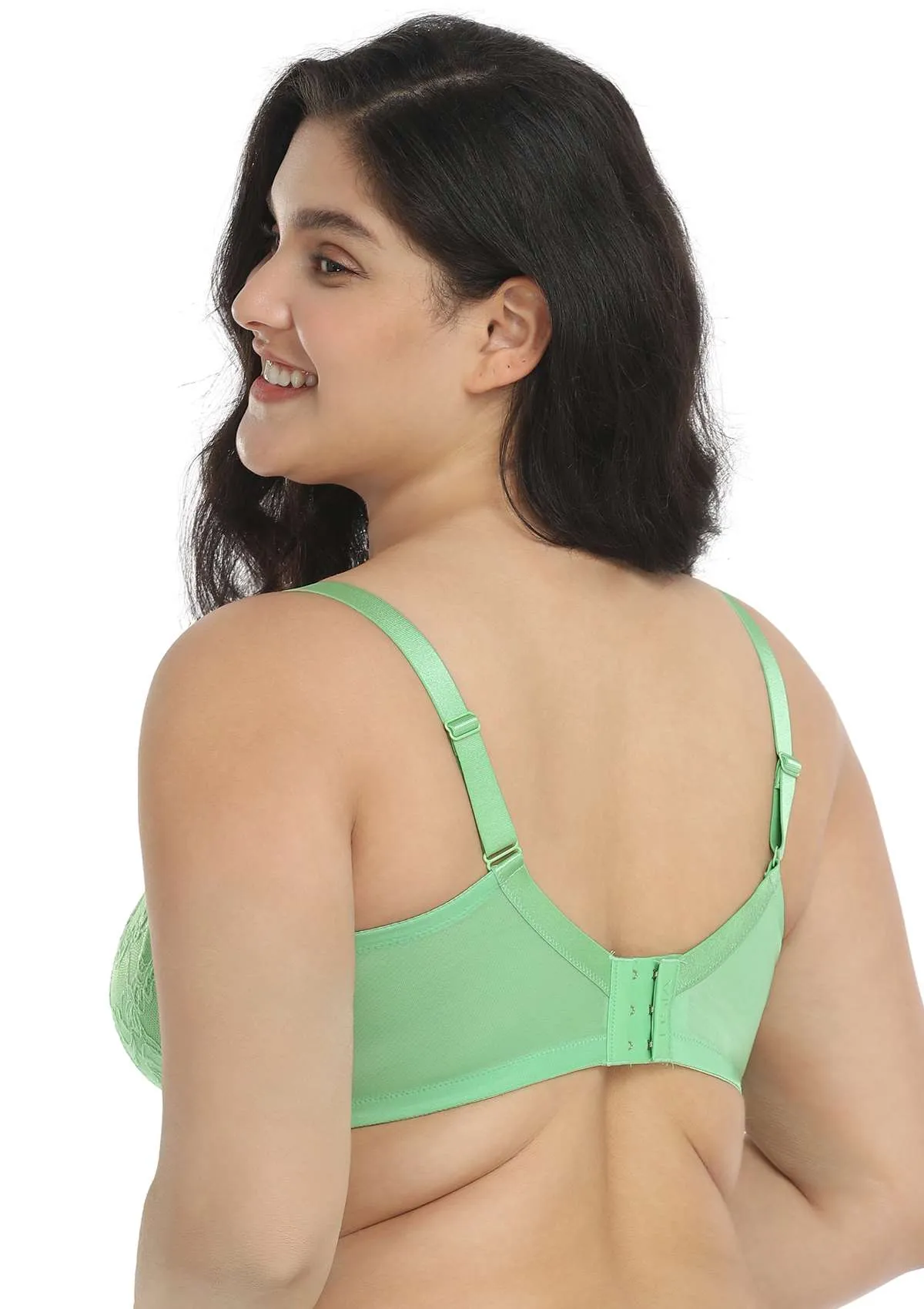 Pretty In Petals Bright Green Unlined Strappy Lace Bra Set