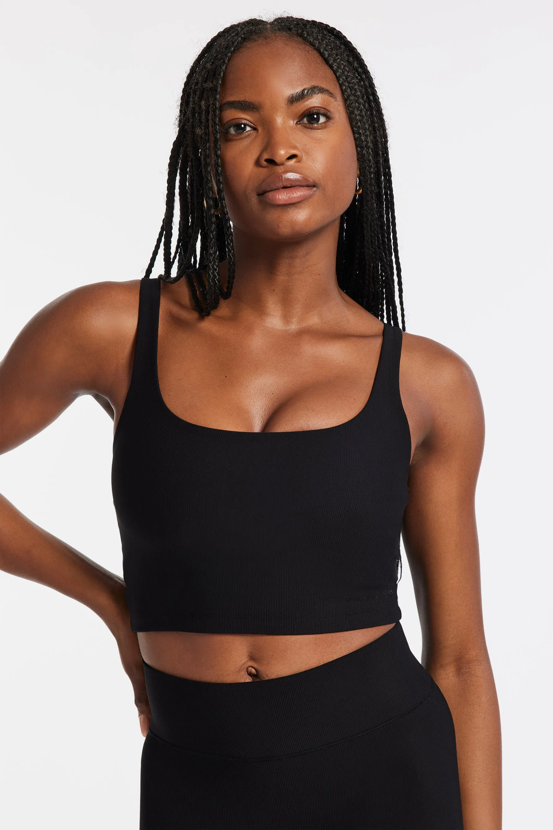 Rib Tempo Crop Bra - Black Rib