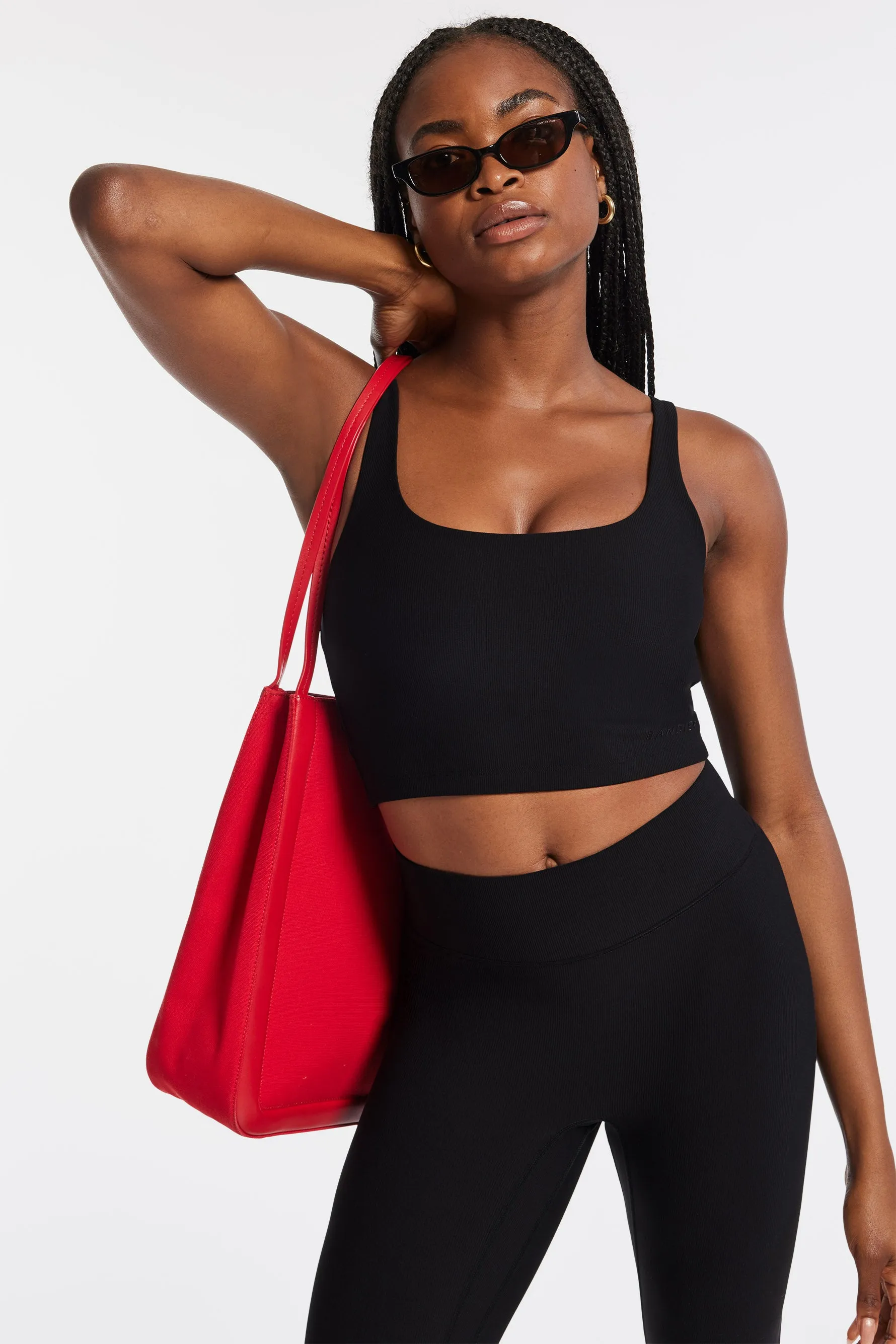 Rib Tempo Crop Bra - Black Rib