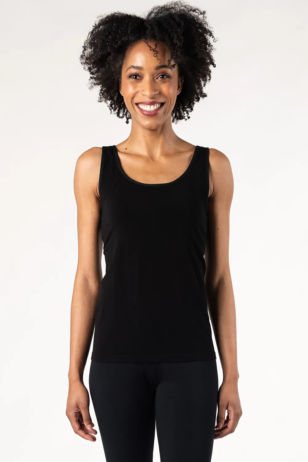 Seamless Bamboo Bra Tank - Black