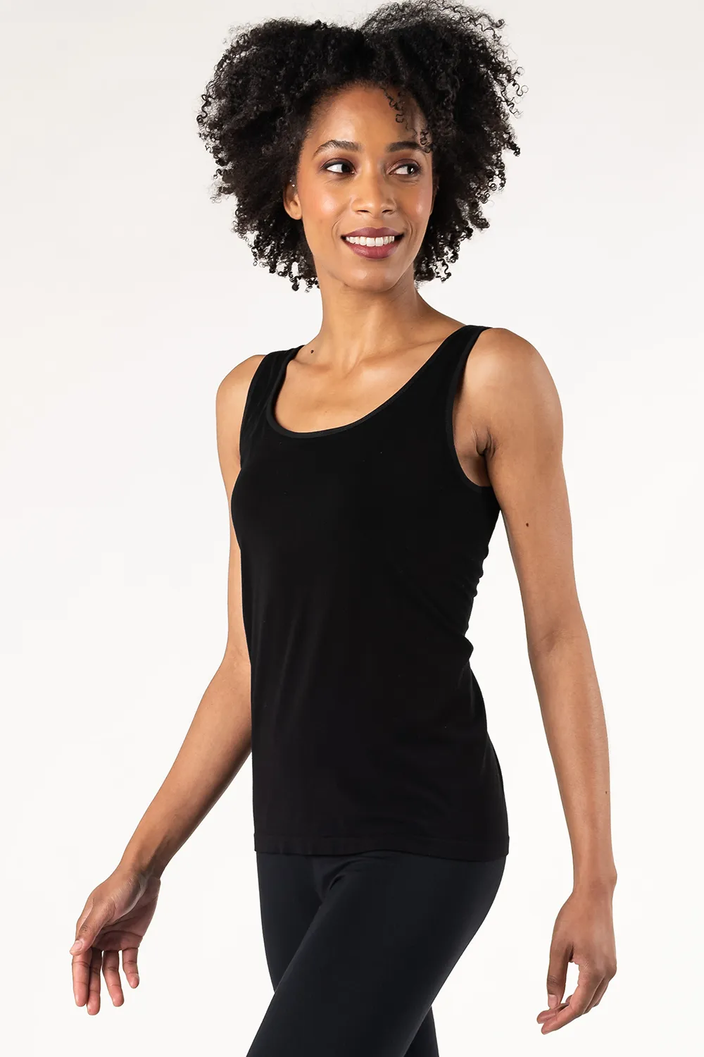 Seamless Bamboo Bra Tank - Black