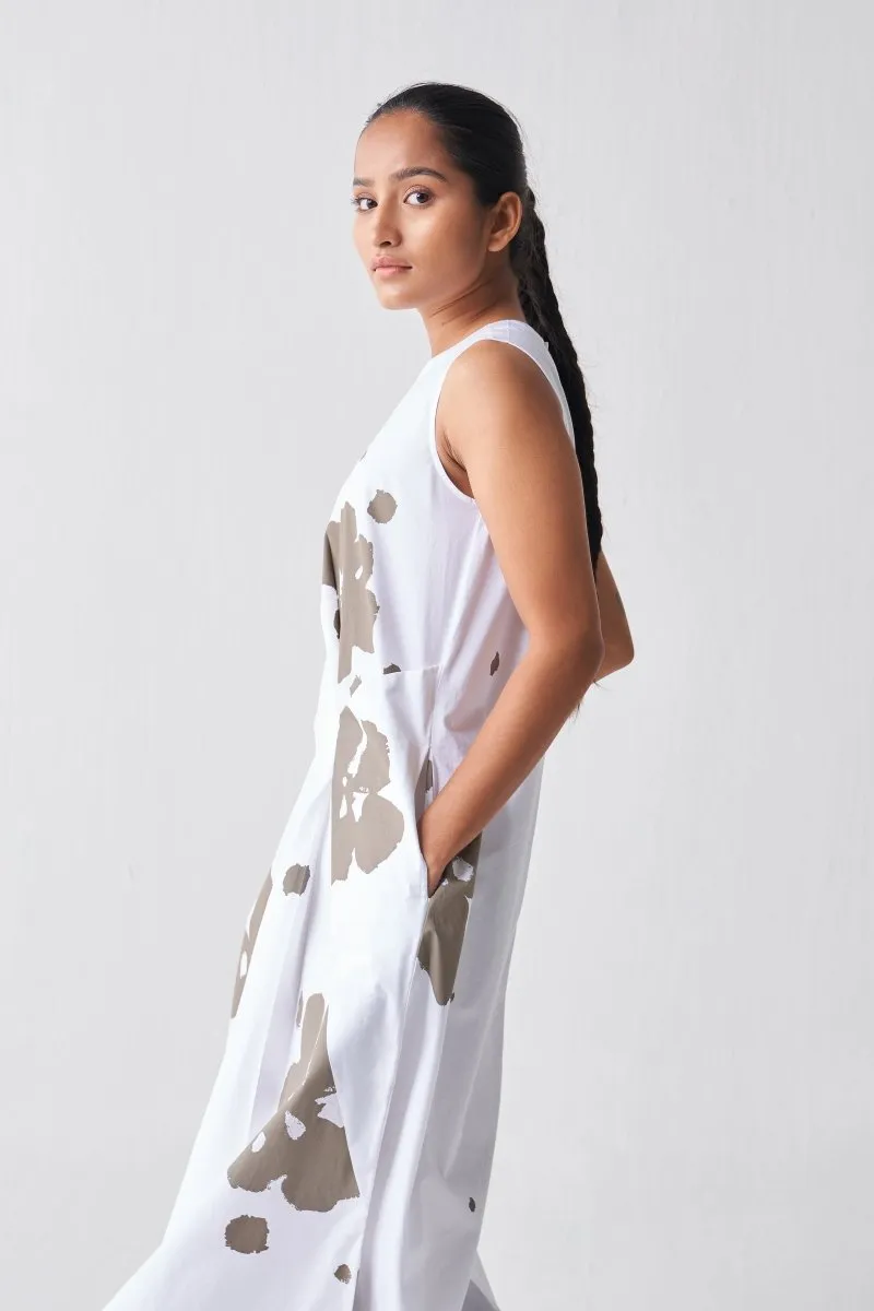 Sleeveless Asymmetric Dress - Sage Print