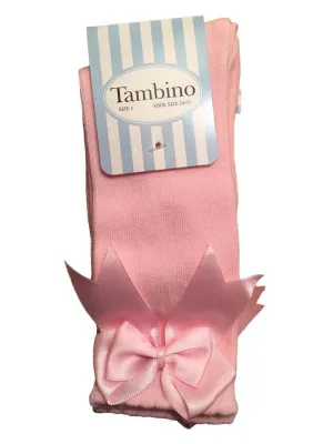 Tambino Socks - Girl's Pink Knee High Bow Socks