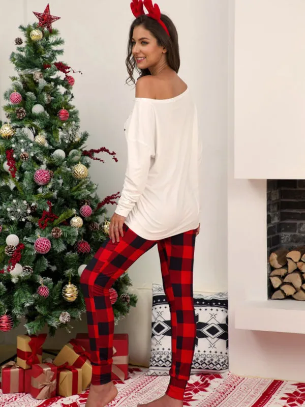 Women's Plaid Christmas Print Loungewear Set