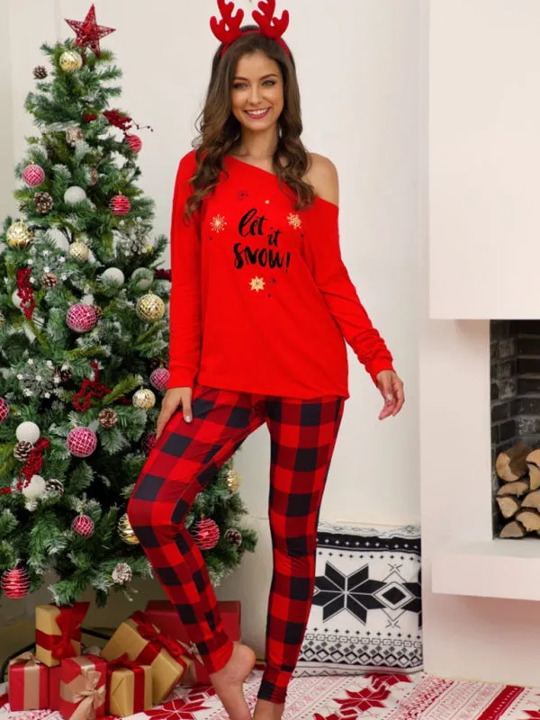 Women's Plaid Christmas Print Loungewear Set