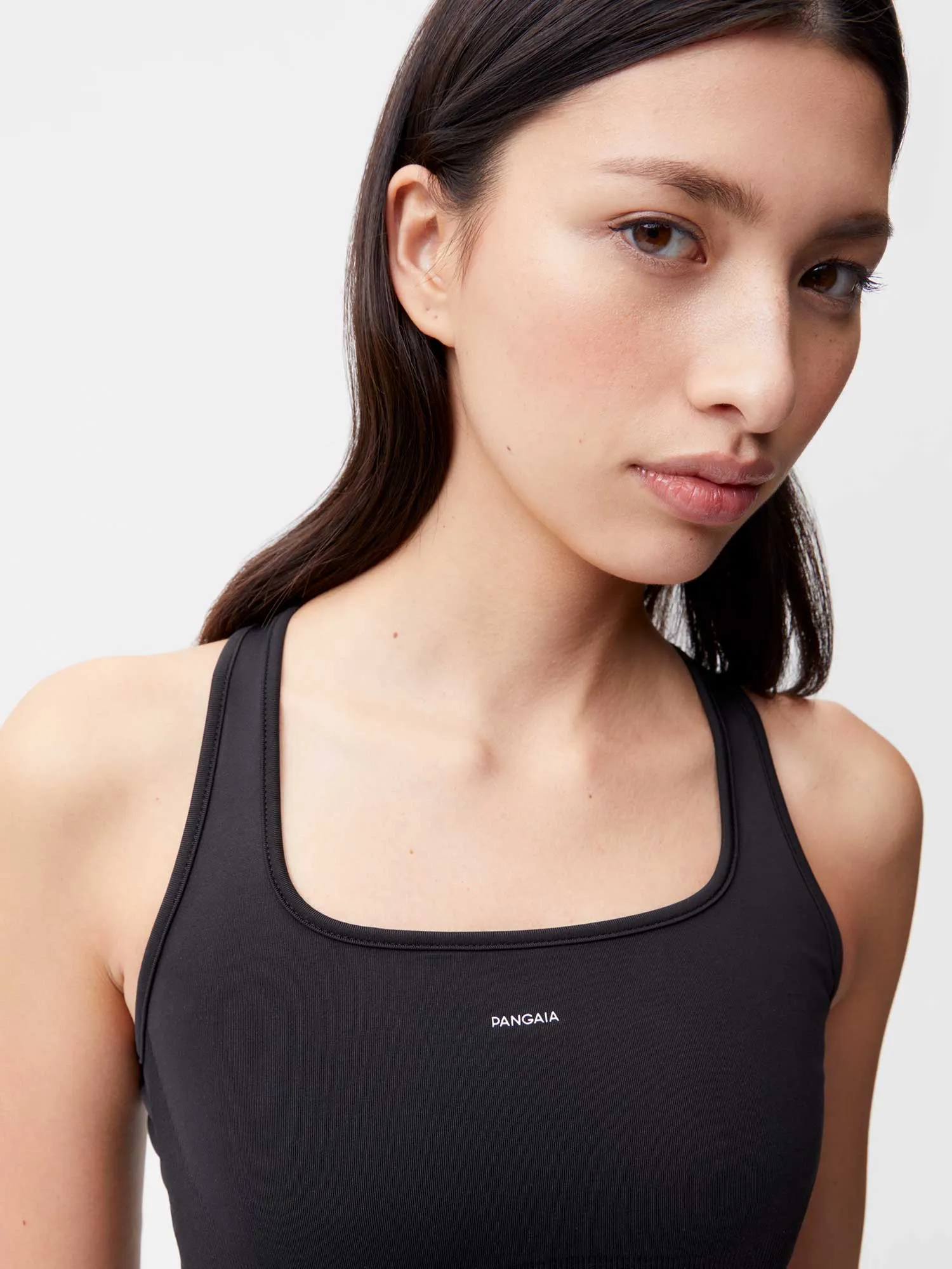 Women's Plant-Stretch Compressive Ribbed Tank Top—black