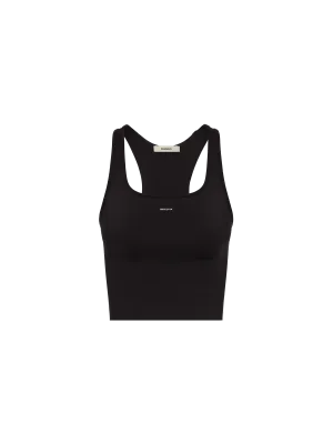 Women's Plant-Stretch Compressive Ribbed Tank Top—black