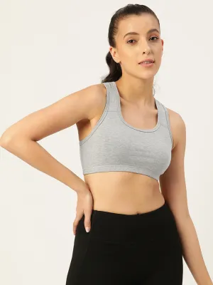 Women's Solid Non-Padded Sports Bra | SPB-4101-GREY-1 |